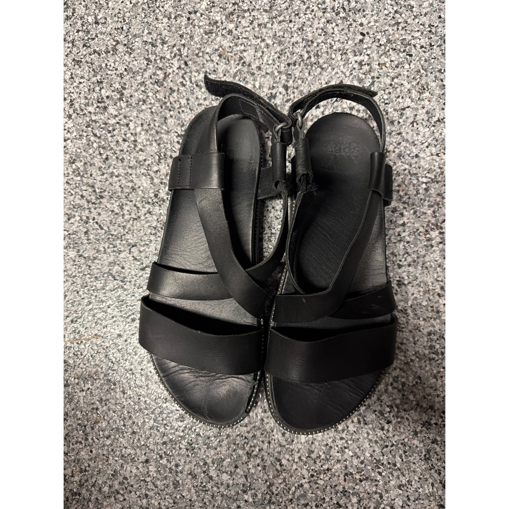 Sorel Roaming Multi Strap Black Leather Sandals NL3596-010 Womens 9
